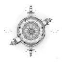 wheel with flames tattoo design idea