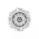 wheel with flames tattoo design idea