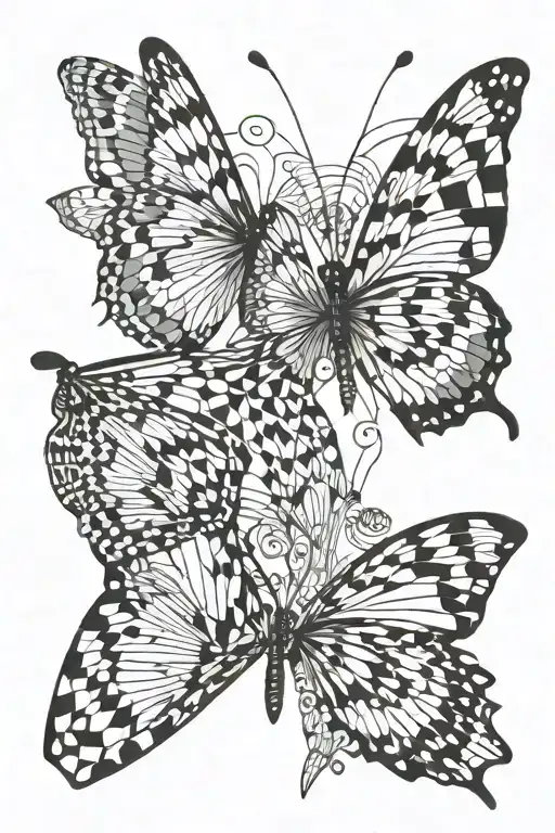 two butterflies but only one of them in color tattoo design idea