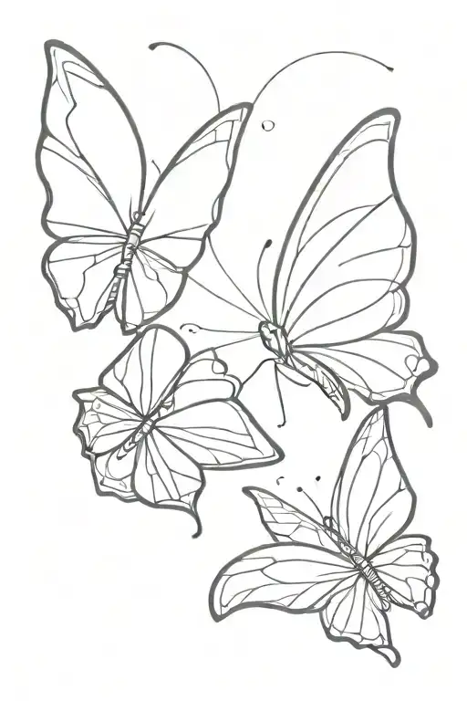 two butterflies but only one of them in color tattoo design idea
