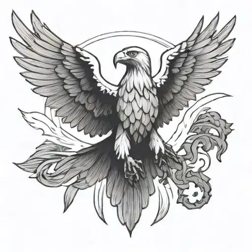 white eagle flying through Warsaw in a Poland army uniform tattoo design idea