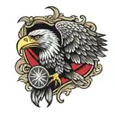 white tailed eagle with polish burning flag  tattoo design idea