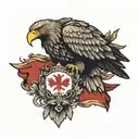 white tailed eagle with polish burning flag  tattoo design idea