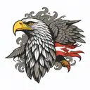 white tailed eagle with polish burning flag  tattoo design idea