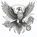 white eagle flying through Warsaw in a Poland army uniform tattoo design idea