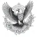 white eagle flying through Warsaw in a Poland army uniform tattoo design idea