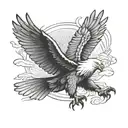 white eagle flying through Warsaw in a Poland army uniform tattoo design idea