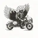 white eagle flying with a poached helmet while's holding a burning polish flag in his feet with  tattoo design idea