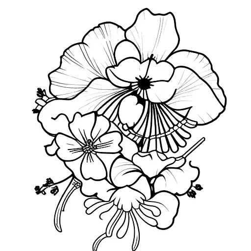 larkspur and cosmos tattoo design idea