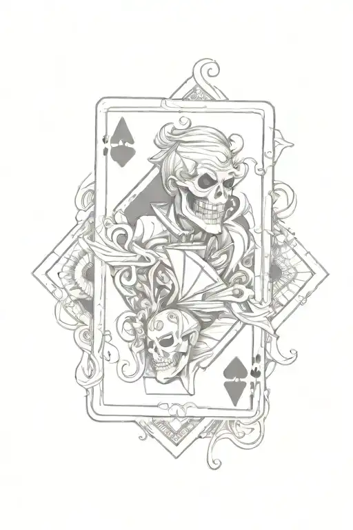 Playing card dice joker ace tattoo design idea