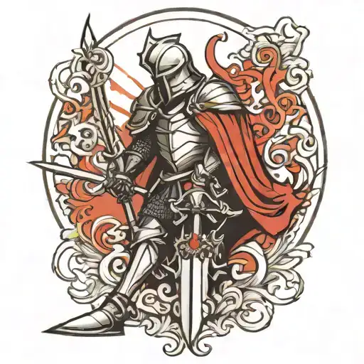 knight bending the knee tattoo design idea