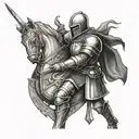 knight bending the knee tattoo design idea