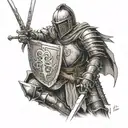 knight bending the knee tattoo design idea