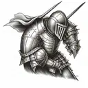 knight bending the knee tattoo design idea