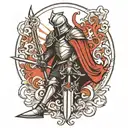 knight bending the knee tattoo design idea