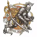 knight bending the knee tattoo design idea