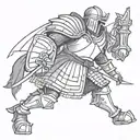 knight bending the knee tattoo design idea