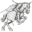 knight bending the knee tattoo design idea