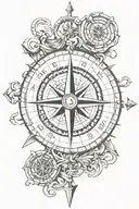 Compass rose with anchor tattoo design idea