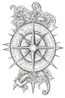 Compass rose with anchor tattoo design idea