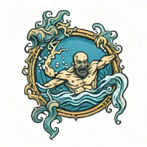 drowning man tattoo design idea