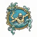 drowning man tattoo design idea