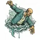 drowning man tattoo design idea