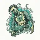 drowning man tattoo design idea