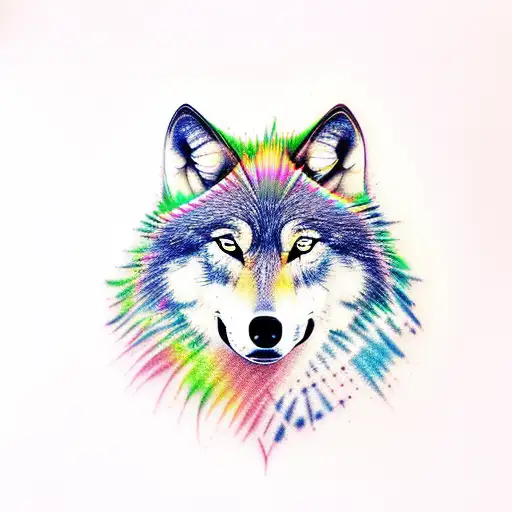 Wolf gay rainbow tattoo design idea