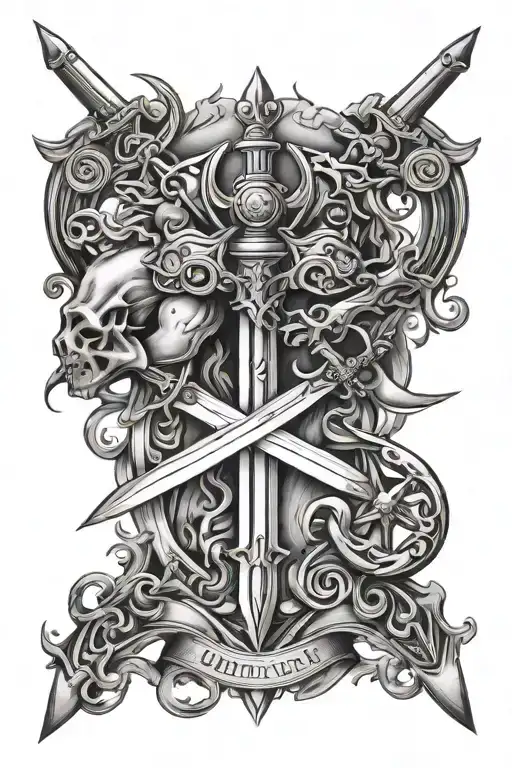 libra, scorpio, bulls, sword tattoo design idea