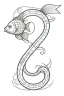 JG initials with a dart board hitting number 13 and a fish hook tattoo design idea