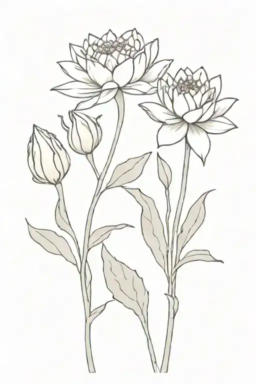 Carnation and water lily tattoo design idea