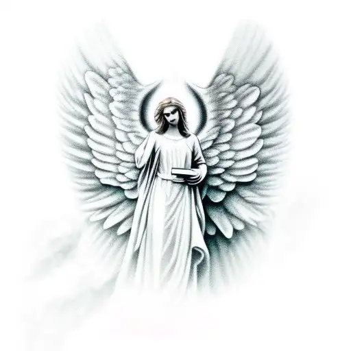 Angel statue Catholic symbolism tattoo design idea