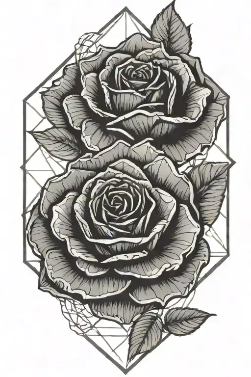 ROME ROSE GEOMETRIC FINE LINE tattoo design idea