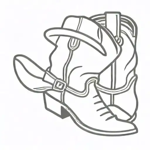 Cowboy boots with a cowboy hat tattoo design idea