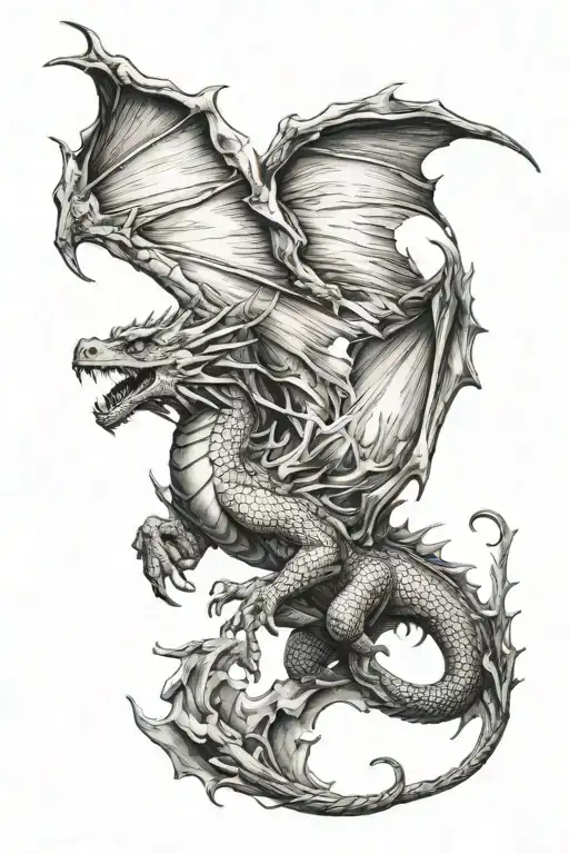dragon flying tattoo design idea