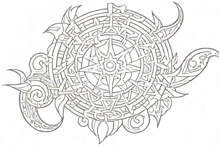 The numebrs 216 in the middle  with like tribal designs  tattoo design idea