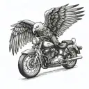 A majestic eagle riding a motorcycle, embodying the spirit of freedom and adventure tattoo design idea