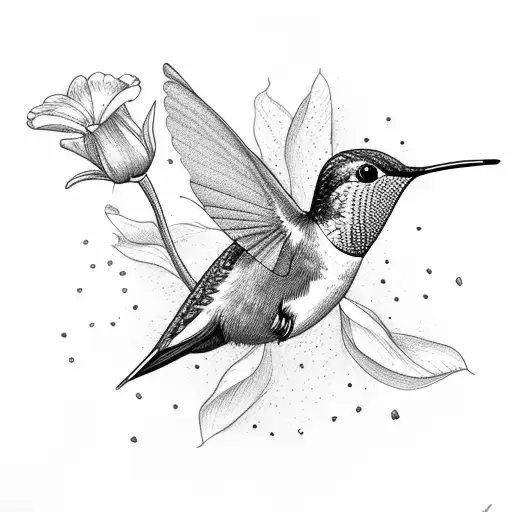 hummingbird eating from a flower in curved shape. with grace written  tattoo design idea