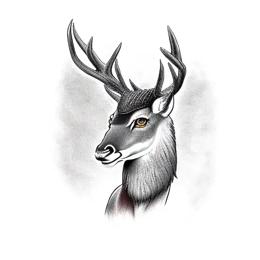 hashirama senju deer with wooden horns  tattoo design idea