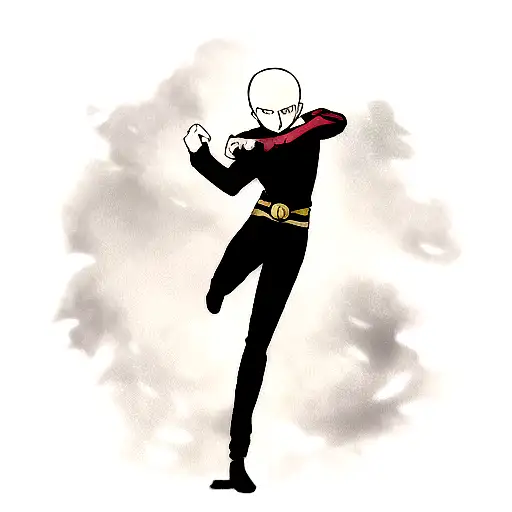 Saitama of OnePunchMan in black and red  tattoo design idea