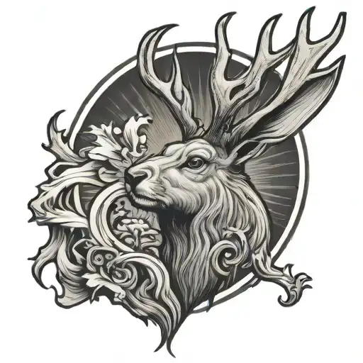 jackalope howling tattoo design idea