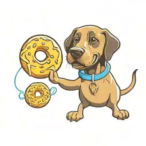 black Labrador with donut tattoo design idea