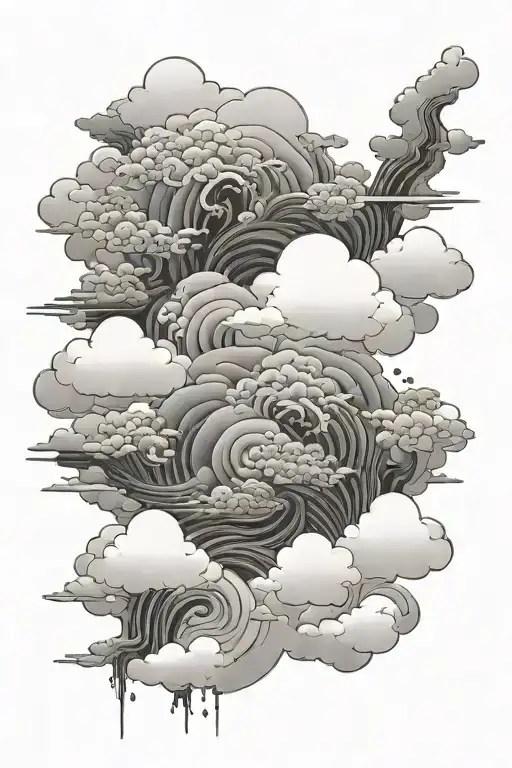 japanese clouds abstract tattoo design idea