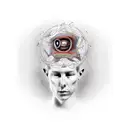 Surrealistic head representing a person with anxiety. tattoo design idea