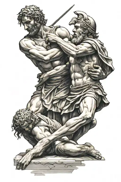 achilles mourning patroclus death tattoo design idea