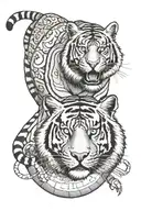tiger and  lunar cycle tattoo design idea