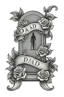 gravestone with dad memorial tattoo design idea