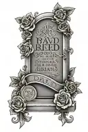 gravestone with dad memorial tattoo design idea