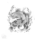 koi fish with roses  tattoo design idea
